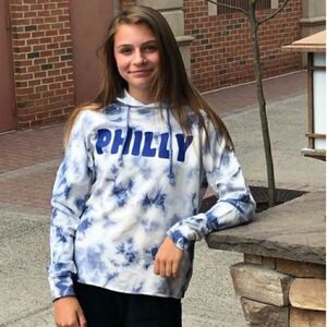 Summit Sweatshirt Womens Size XL Philly tie dye chambray Hoodie Pullover New